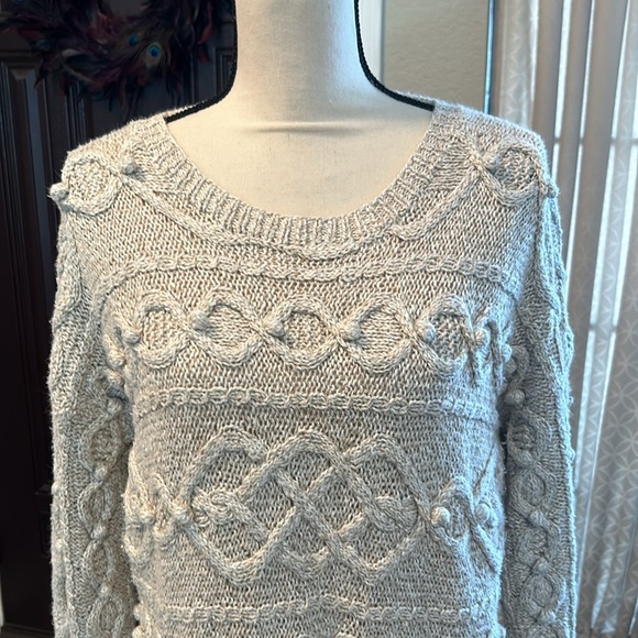 Express Tricot Handknit Cable Fringed Sweater - Picture 2 of 8